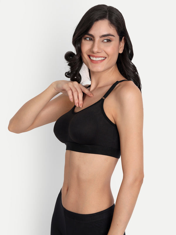 T.T. WomenMoulded Solid Black Sports Bra