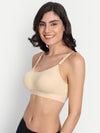 T.T. Women Moulded Solid Skin Coloured Sports Bra