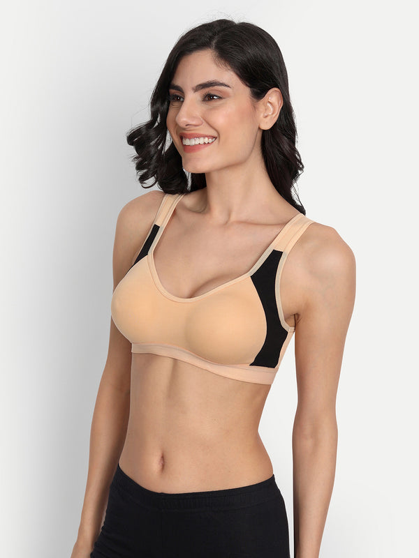 T.T. Women Skin Cut N Sew Solid Sports Bra