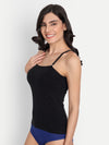 T.T. Women Desire Black Solid Tailored-Fit Spaghetti Top