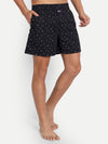 HiFlyers Black Printed Cotton Premium Boxer Shorts