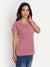 T.T. Women Pink Solid Round Neck Pure Cotton T-Shirt