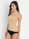 T.T. Women Desire Beige Solid Tailored-Fit Spaghetti Top