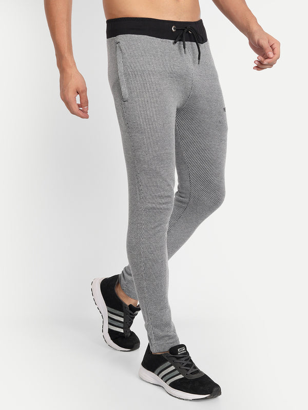 HiFlyers Men Slimfit Self Design Trackpant Grey Melange