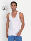 T.T. Men Interlock White Pack Of 3 Innerwear Vests