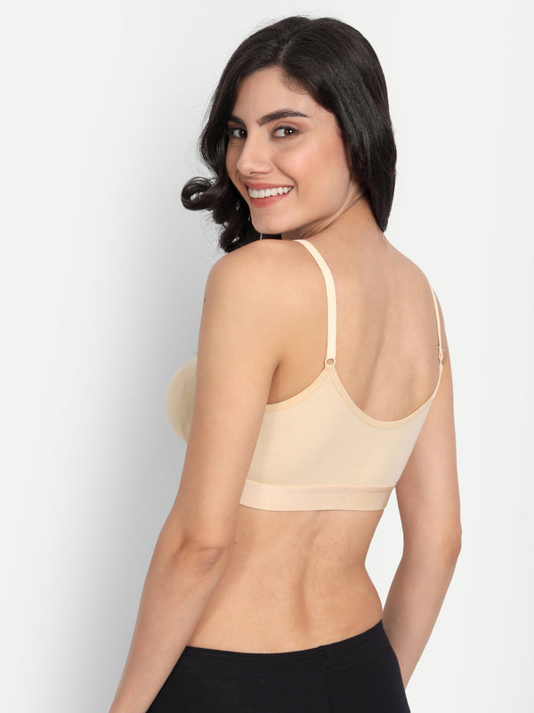 T.T. Women Moulded Solid Skin Coloured Sports Bra