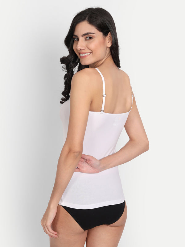 T.T. Women Desire White Solid Tailored-Fit Spaghetti Top