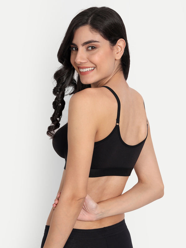 T.T. WomenMoulded Solid Black Sports Bra