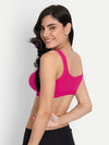 T.T. Women Fuschia Cut N Sew Solid Sports Bra