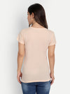 T.T. Women Light Pink Solid Round Neck Pure Cotton T-Shirt