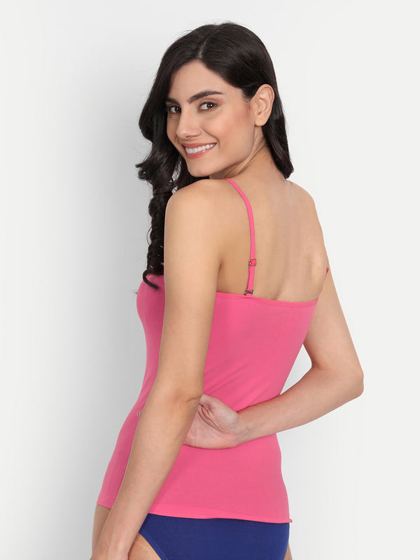 T.T. Women Desire Pink Solid Tailored-Fit Spaghetti Top