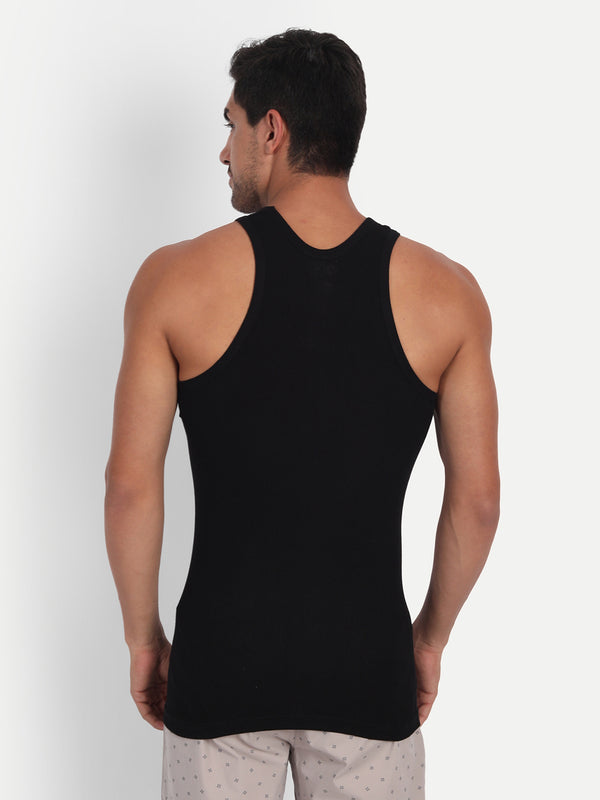 T.T. Men Desire Derby Premium Black Vest (Pack Of 3)