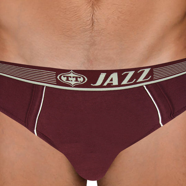 T.T. Jazz Men Maroon Solid Briefs