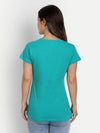 T.T. Women Turquoise Blue Solid Round Neck T-Shirt
