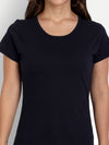 T.T. Women Black Solid Round Neck T-Shirt