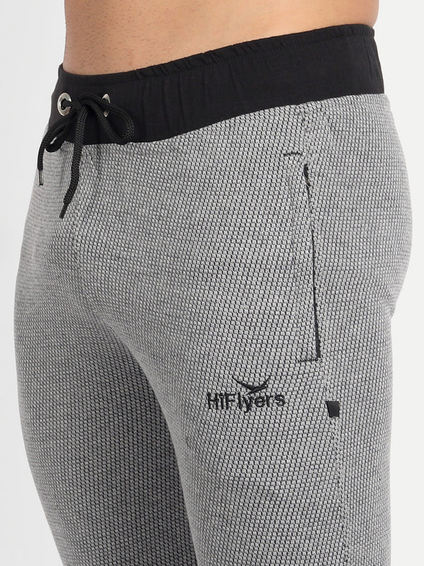 HiFlyers Men Slimfit Self Design Trackpant Grey Melange