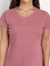 T.T. Women Pink Solid Round Neck Pure Cotton T-Shirt