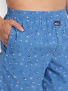 HiFlyersSteel Blue Printed Pure Cotton Boxer Shorts