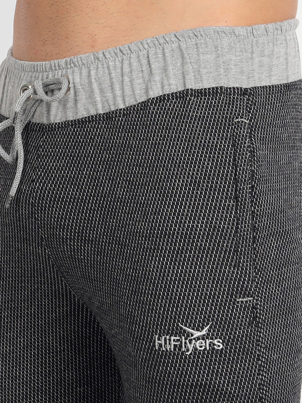 HiFlyers Men Slimfit Self Design Trackpant Anthra Melange