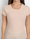 T.T. Women Light Pink Solid Round Neck Pure Cotton T-Shirt