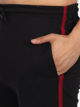 T.T. Cool Men Side Striped Detail Black Cotton Track Pants