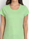T.T. Women Green Solid Round Neck Pure Cotton T-Shirt