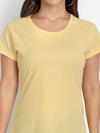 T.T. Women Yellow Solid Round Neck Pure Cotton T-Shirt