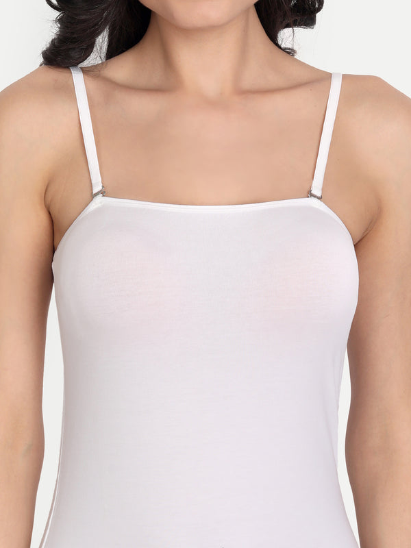 T.T. Women Desire White Solid Tailored-Fit Spaghetti Top
