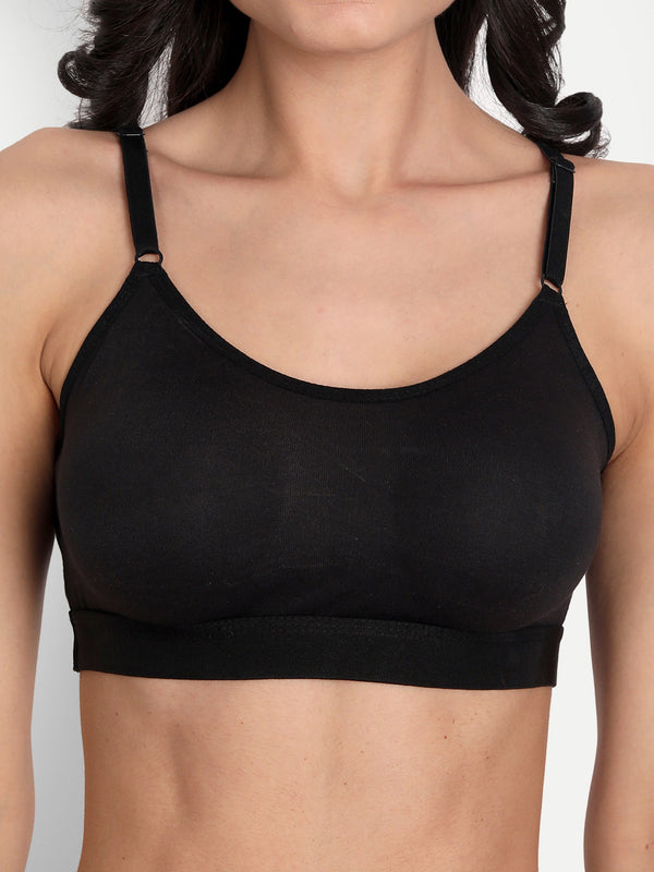 T.T. WomenMoulded Solid Black Sports Bra