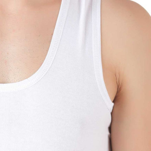 Men White Interlock Vest