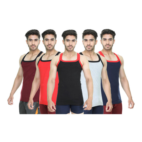 T.T. Mens Addy Gym Vest Pack Of 5 Assorted