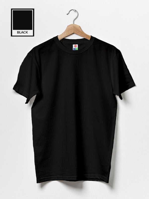 T.T. Men'S Solid Eco Friendly Cotton Blended Fabric Regular Fit Round Neck T-Shirt-Black