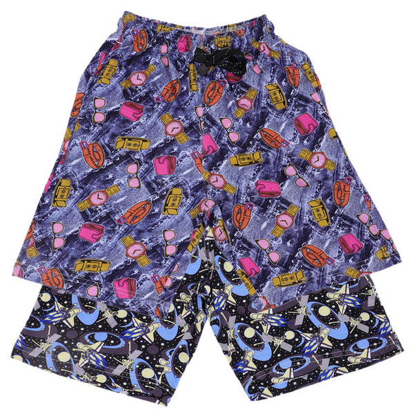 T.T. Junior Cool Printed Bermuda Short Pack Of 2 Denim-Blue