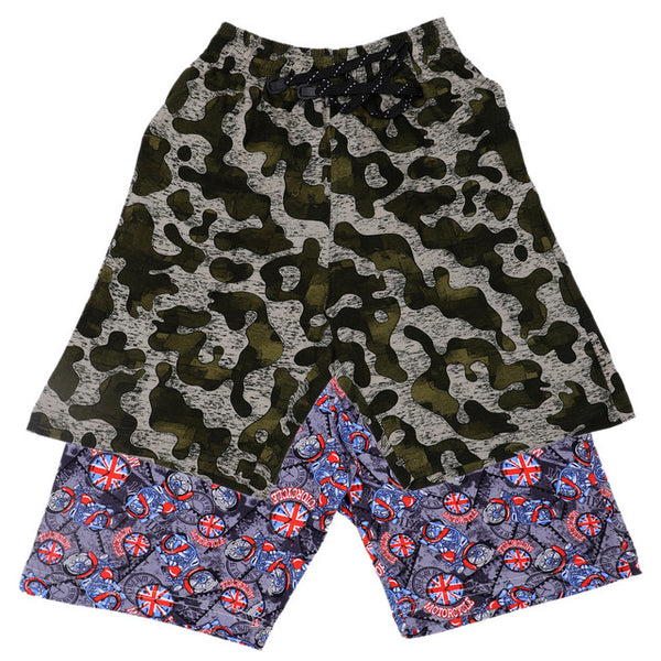T.T. Junior Cool Printed Bermuda Short Pack Of 2 Olive-Purple