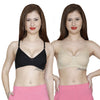 T.T. Women Pc Spandex Bra Pack Of 2 Black-Skin