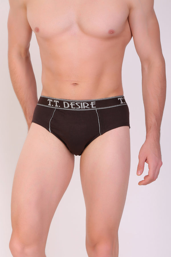 T.T. Men Desire Brief Solid Pack Of 3 Assorted Colors