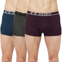 T.T. Mens Desire Fashion Top Elastic Trunk Pack Of 3 Olive::Purple::Blue