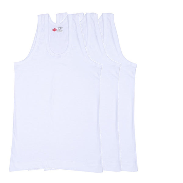 T.T. Kids Desire Premium Plain Vest Pack Of 3 White