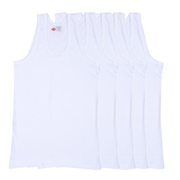 T.T. Kids Desire Premium Plain Vest Pack Of 5 White