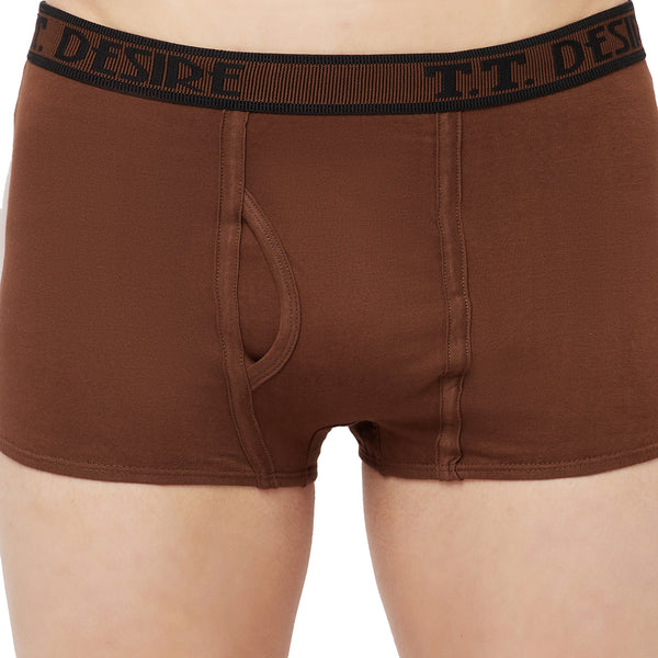 T.T. Mens Desire Fashion Top Elastic Trunk Pack Of 2 Navy-Brown
