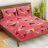 T.T. Peach Pink Geometric Double Bedsheet With 2 Pillow Covers