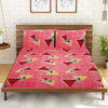 T.T. Peach Pink Geometric Double Bedsheet With 2 Pillow Covers