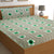 T.T. Green & White Floral Print Double Bedsheet With 2 Pillow Covers
