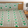 T.T. Green & White Floral Print Double Bedsheet With 2 Pillow Covers