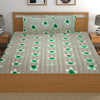 T.T. Green & White Floral Print Double Bedsheet With 2 Pillow Covers