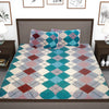 T.T. Turquoise Blue & White Geometric Double Bedsheet With 2 Pillow Covers