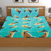 T.T. Teal Blue Geometric Double Bedsheet With 2 Pillow Covers
