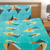 T.T. Teal Blue Geometric Double Bedsheet With 2 Pillow Covers
