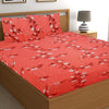 T.T. Peach Floral Cotton Double Bedsheet With 2 Pillow Covers