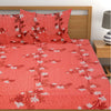 T.T. Peach Floral Cotton Double Bedsheet With 2 Pillow Covers